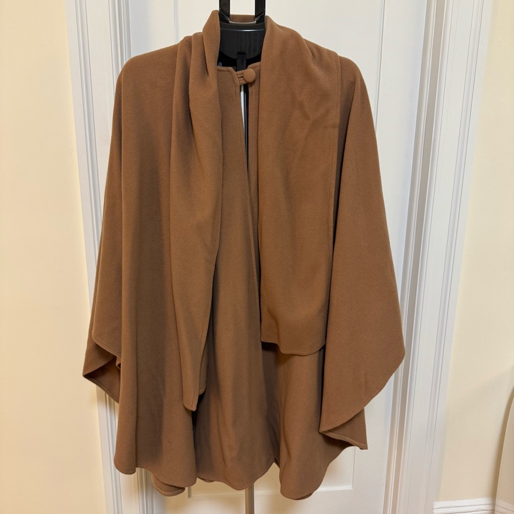 Peter James Elegant Khakis Wool Cashmere Blend Sweater Cape with built in Scarf